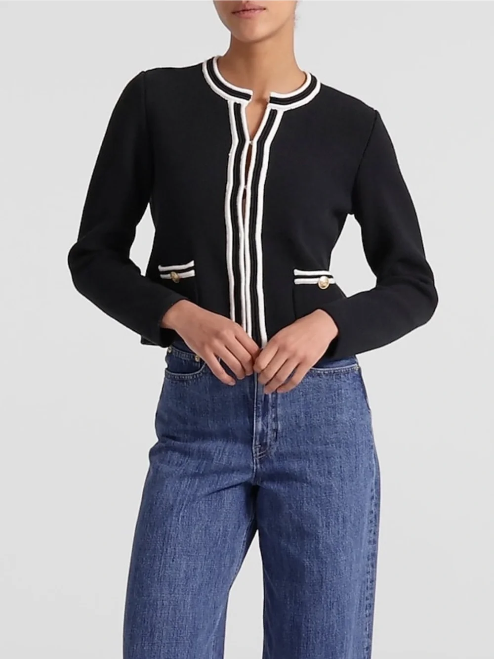 J Crew Emilie Sweater Lady Jacket Black L